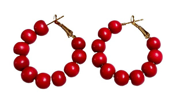 Red and Gold Round Earrings
