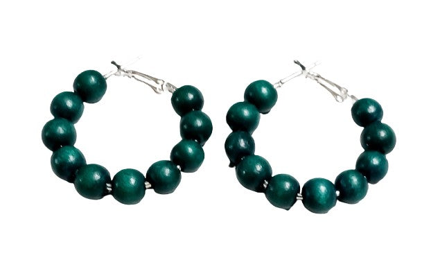 Green and Silver Round Earrings