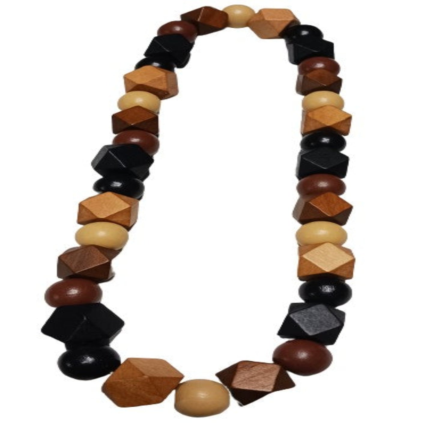 Large Wood Bead Multicolor and Design Necklace